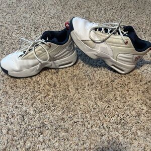 Jordan Kids White and Navy Low-Top Sneakers with Red Accents